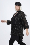 Tunic in veil and sequined lace overlay