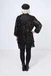 Tunic in veil and sequined lace overlay