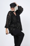 Tunic in veil and sequined lace overlay