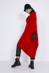 Pancho with wide honeycomb knit collar