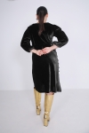 Smooth stretch velvet dress with decorative buttons