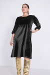 Smooth stretch velvet dress with decorative buttons