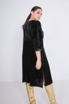 Smooth stretch velvet dress with decorative buttons