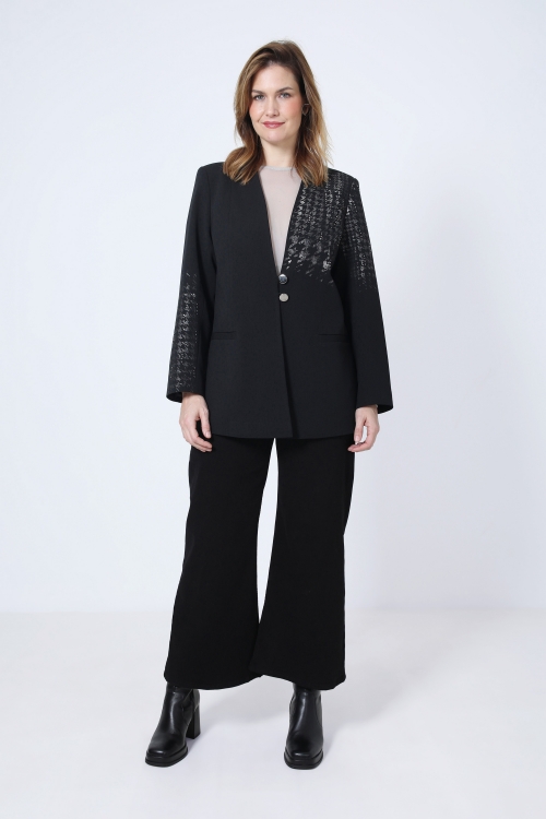Veste tailleur sans col avec sérigraphie