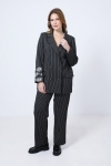 Striped suit jacket with screen print