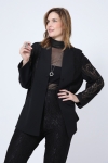 Collarless jacket with lace