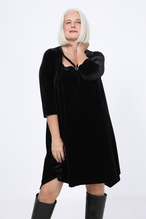Velvet dress with decorative zip