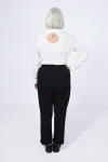 Plain rib knit sweater with press studs