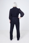 Dual-material lace and crepe pants