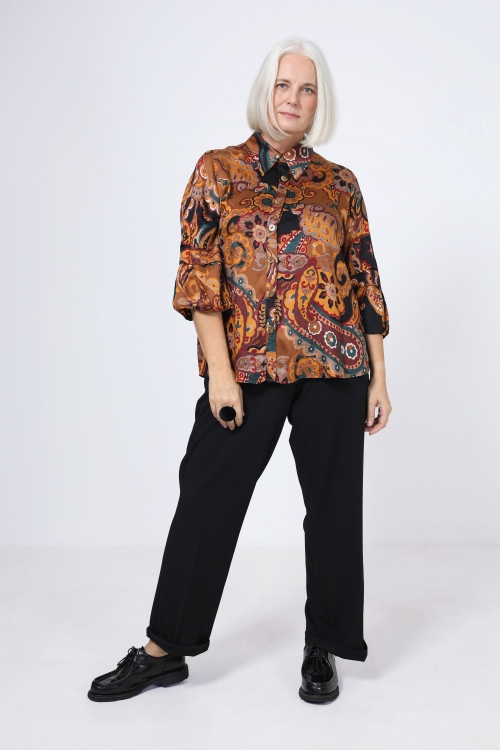 Multicolored satin print shirt