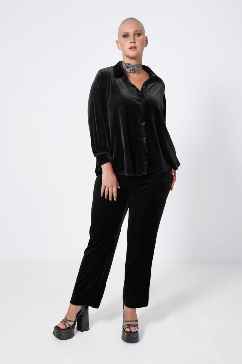 Smooth stretch velvet trapeze shirt