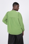 Plain voile blouse with pleats on the shoulder