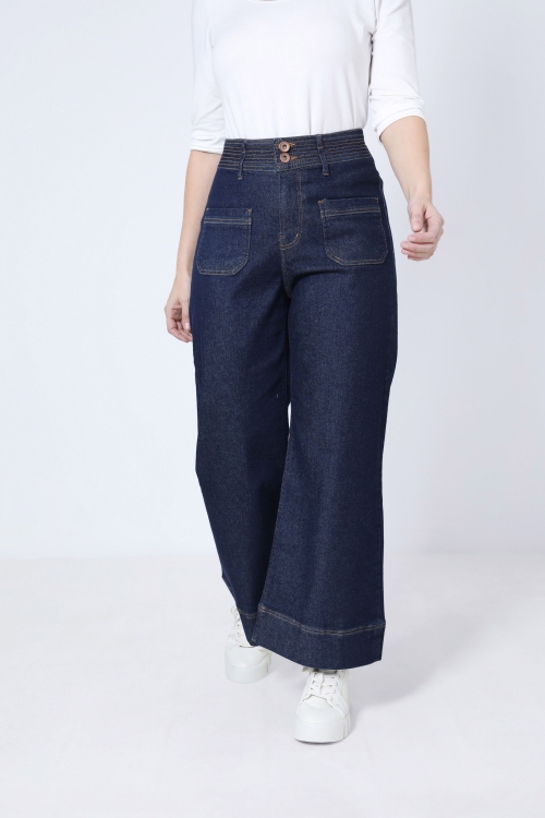 Raw flared low jeans