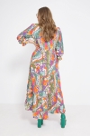 robe longue en imprimé avec patch macramé