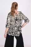 Printed viscose blouse with braid