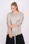 Plain blouse with lace inlay