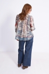 Indigo flower print blouse