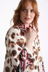 Long cotton voile shirt with animal patch print