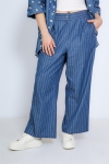Striped viscose/linen pants