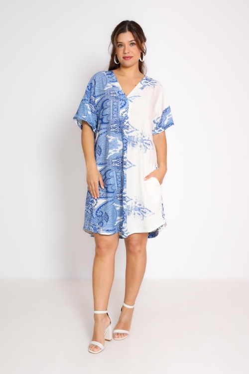 Midi dress in placed design print