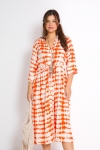 Long tie-dye printed viscose dress