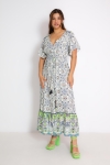 Long printed smocked waist dress