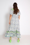 Long printed smocked waist dress