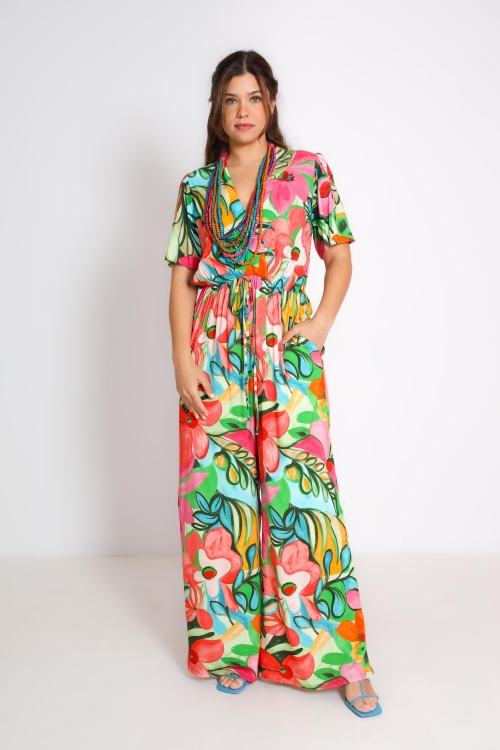 Printed viscose jumpsuit