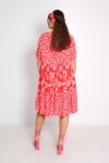 Mid-length dress in mixed print