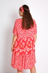 Mid-length dress in mixed print