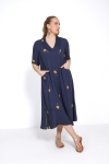 Robe longue unie avec motif palmier or