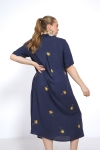 Robe longue unie avec motif palmier or