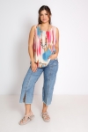 Double tank top in printed cotton voile