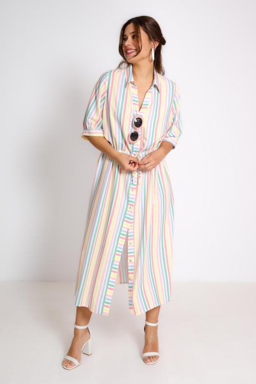 Long striped shirt dress