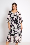 pleated dress in printed voile