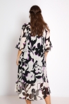 pleated dress in printed voile