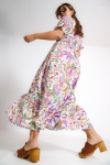 Long printed smocked waist dress