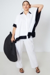 Oversized two-tone viscose linen shirt