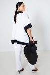 Oversized two-tone viscose linen shirt