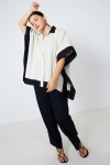 Oversized two-tone viscose linen shirt