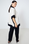 Oversized two-tone viscose linen shirt