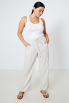 Straight-cut plain viscose linen pants