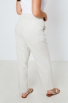 Pantalon uni en lin viscose de coupe droite