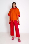 Oversized two-tone viscose linen shirt