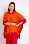 Chemise oversize bicolor en lin viscose