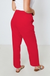 Pantalon uni en lin viscose de coupe droite