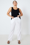 Pantalon uni en lin viscose de coupe droite