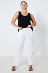 Straight-cut plain viscose linen pants