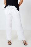 Straight-cut plain viscose linen pants