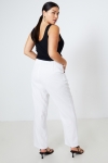 Plain straight-cut linen-viscose trousers